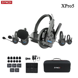 SYNCO Xtalk XPro5 XPro2 XPro1 ワイヤレスインカムヘッドセット 2.4G 通信システム 五つセット 全二重 Mesh 親機不要 500m通信範囲 ノイズリダクション 3.5mmオーディオモニタリング可能 (XPro5/XPro2/XPro1)