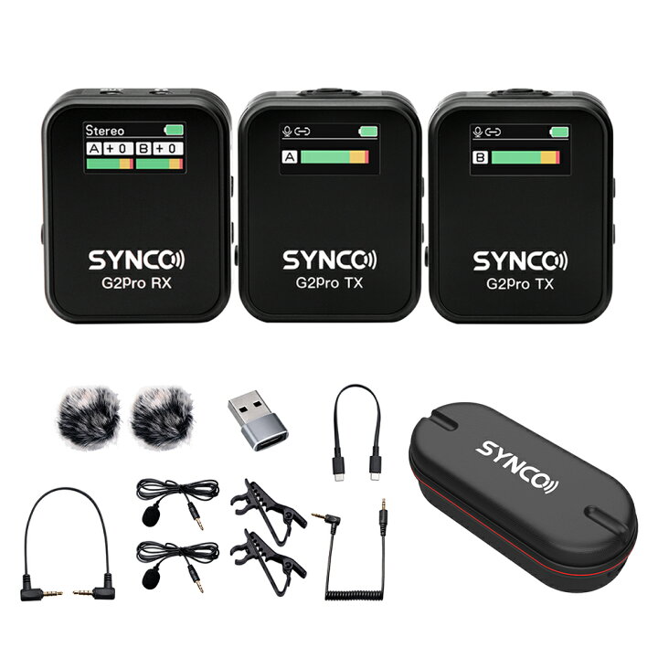 楽天市場】SYNCO G2 (A2) Pro ワイヤレスマイク 2台送信機・1台受信機 