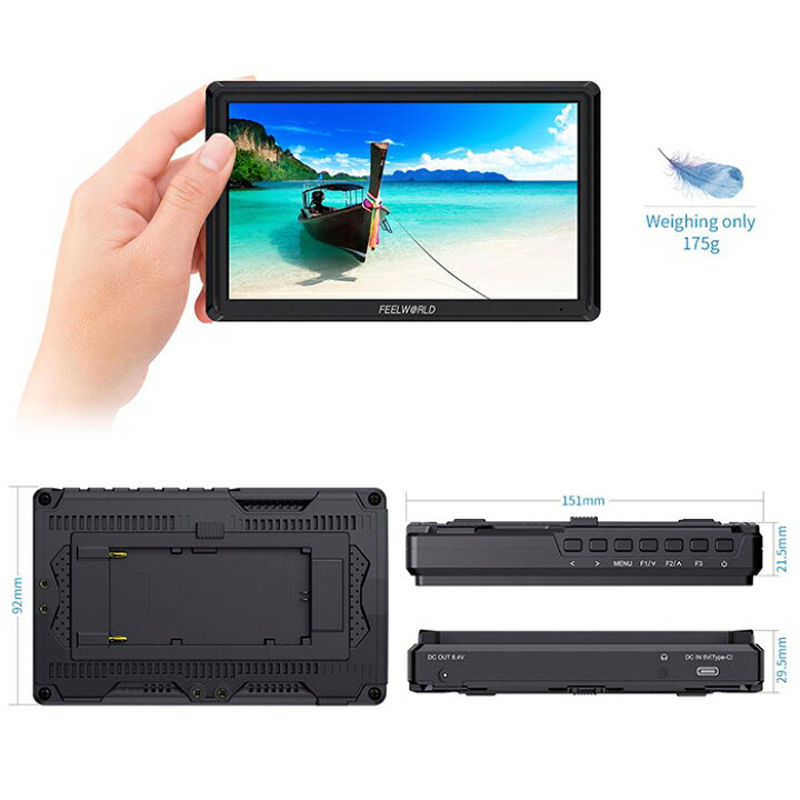 楽天市場】Feelworld FW568 V3 カメラ用モニター 6インチ IPS 超薄型 