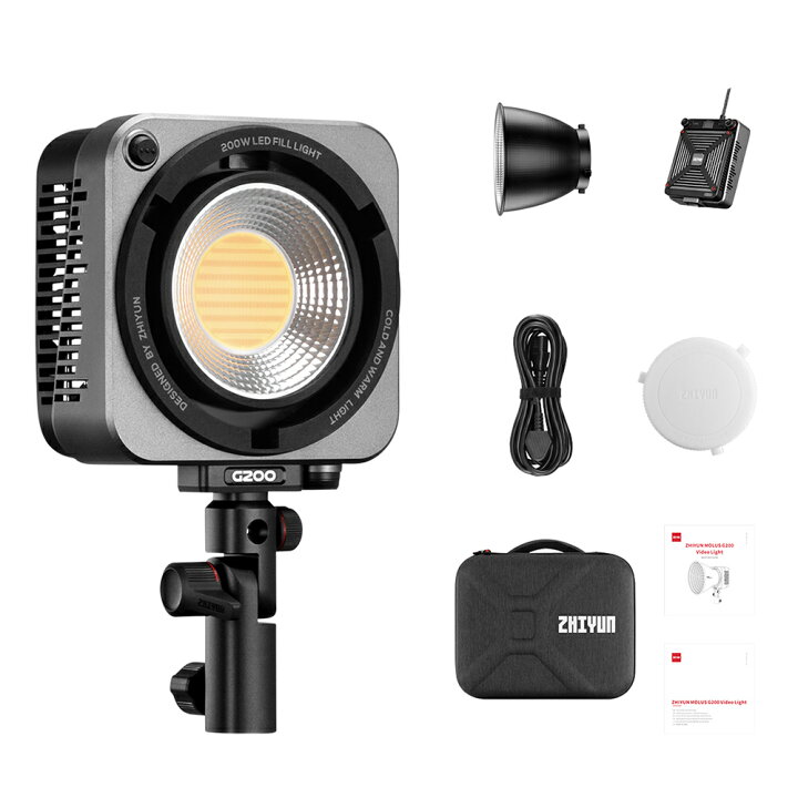 楽天市場】ZHIYUN MOLUS G200 200W COB 小型LEDビデオライト 300W 