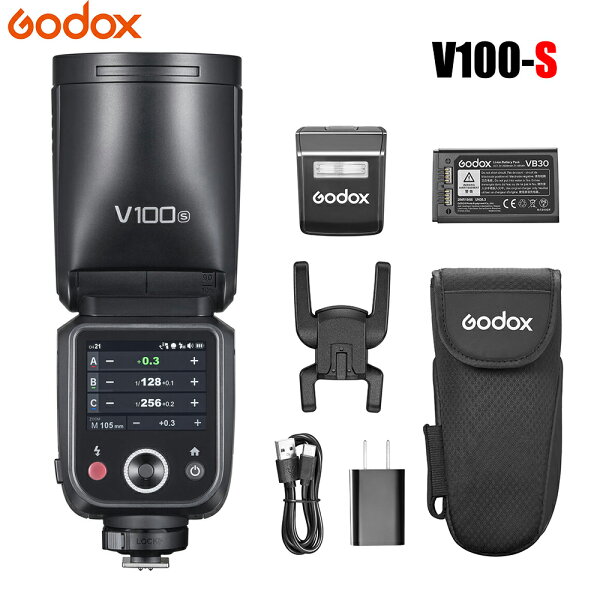【Godox正規代理】 Godox V100S V100-S カメラフラッシュ 100Ws ストロボ 2.3インチカラータッチスクリーン TTL HSS 取り外す可能サブフラッシュ LEDモデリングライト Type-C充電ポート グローバルシャッターシンクロ対応 Sonyカメラ用 クリップオンストロボ