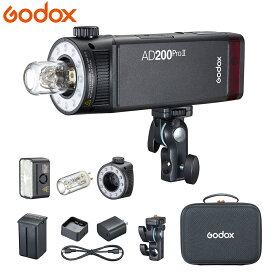 【Godox正規代理】 Godox AD200Pro II ポケットフラッシュ 200Ws ストロボ TTL HSS カラースクリーン バイカラーモデリングライト 0.01s~1.8sリサイクルタイム 10ステップ出力調節 16色グループインジケーター 日本語取扱説明書付き