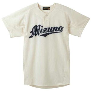 ミズノ MIZUNOミズノプロ シャツ セミハーフボタンタイプ(メッシュ) (48アイボリー)野球 ウェア ユニフォームシャツ(52MW17248)