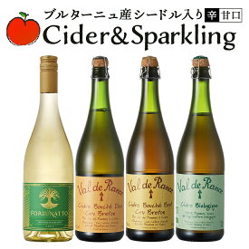 【最大1500CP 楽天スーパーSALE】【 本場ブルターニュ産シードル＆スパークリング】 辛口 甘口 4本セット 送料無料 一部除外 シードル スパークリングワイン ワインギフト りんごのお酒 リンゴ 林檎 ギフト フランス ブルターニュ スペイン ワイン セット
