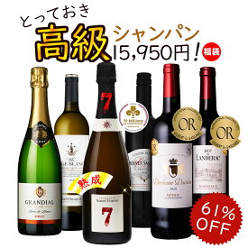 【P5倍 4/25】【期間中 最大2000円クーポン】ワインセット 7年熟成シャンパン ＆ 上級ボルドー入り 銘醸地 充実ワイン 飲み比べ 6本 送料無料 一部除外 辛口 赤ワイン 白ワイン シャンパン 赤 白 泡 スパークリング ワイン セット フランス 福袋