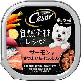 シーザー　自然素材レシピ　サーモンさつまいもにんじん　85g ペット 犬フード トレー ビバホーム