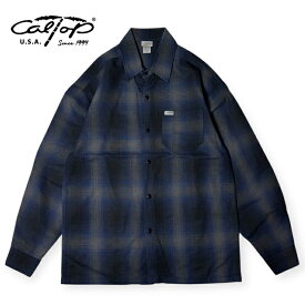 【CALTOP】 CALTOP - NAVY-GREY - 2000 L/S PLAID COLOR SHIRT ネイビー キャルトップ チェックシャツ オンブレチェック チカーノ ローライダー ストリート ロサンゼルス カリフォルニア 長袖シャツ メンズ おしゃれ シャツ