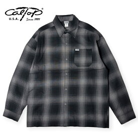 【CALTOP】 CALTOP - CHARCOAL-BLACK - 2000 L/S PLAID COLOR SHIRT チャコール キャルトップ チェックシャツ オンブレチェック チカーノ ローライダー ストリート ロサンゼルス カリフォルニア 長袖シャツ メンズ おしゃれ シャツ