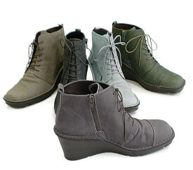 In Cholje（インコルジェ）　足に優しい靴　厚底ウェッジレースアップブーティー（2011） 日本製　 　靴　レディース　婦人靴●送料無料