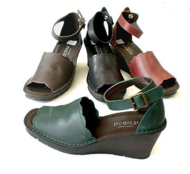 ●In Cholje（インコルジェ）　足に優しい靴　アンクルストラップ　厚底ウェッジサンダル（2023）　　靴　レディース　婦人靴●送料無料