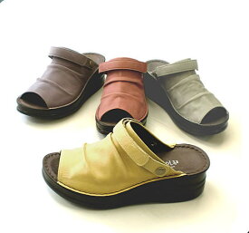 In Cholje（インコルジェ）　足に優しい靴　新素材のクシュクシュオープントゥ　2WAYミュール　【楽々インソール（40391）日本製　 靴　レディース　婦人靴●送料無料