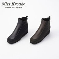 ●【Miss Kyouko】ミスキョウコ　撥水ストレッチコンビショートブーツ 4E　日本製　靴　レディース　婦人…