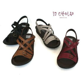 ●In Cholje（インコルジェ） 足に優しい靴　本革　クロスストラップサンダル（8824）　【楽々コンフォートソール】　靴　レディース　婦人靴●送料無料