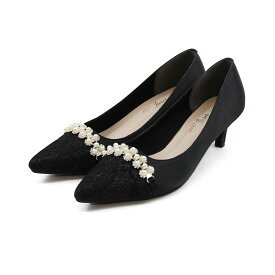 【9日9:59まで全品20％OFFクーポン】26年春再販 Vivian パンプス 痛くない 結婚式 5cm 細ヒール レース パール ビジュー ブラック 黒 ベージュ グリッター 歩きやすい パーティ フォーマル 謝恩会 卒園式 入園式 入学式 卒業式 J3571AL