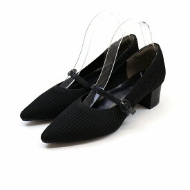 即納【1点10%/2点15%/3点全品20％OFFクーポン】感激パンプス【インソール&替えリフトプレゼント】26年春新作 VIVIAN ヴィヴィアン ニット パンプス 痛くない ポインテッドトゥ ストラップ 4.5cm チャンキーヒール ブラック 黒 ベージュ V3625AL