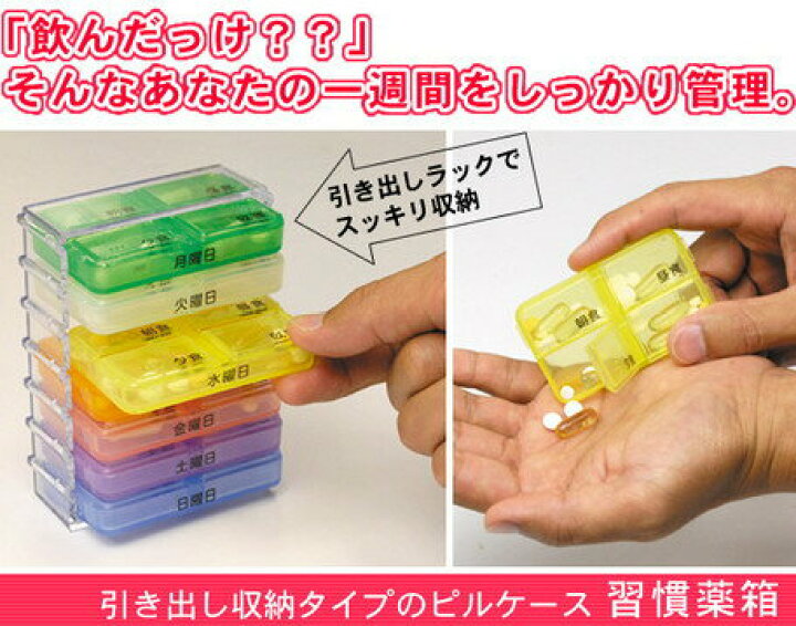 楽天市場 薬箱 ピルケース おしゃれ 引き出し 収納 薬ケース かわいい 収納ボックス 薬入れ わかりやすい 1週間 習慣薬箱 ヴィヴィアン ネオ