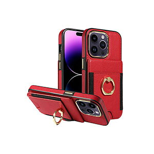 �A�b�v�� �A�C�t�H�� Apple iPhone 15 15 Plus 15 Pro 15 Pro Max�P�[�X TPU&PU���U�[ �w�ʃJ�o�[ �����O�u���P�b�g�t�� �J�[�h���[ �X�^���h�@�\ CASE �����₷�� �Ռ��h�~ �����h�~ �y�� �֗� ���p �l�C ��