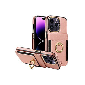 �A�b�v�� �A�C�t�H�� Apple iPhone 15 15 Plus 15 Pro 15 Pro Max�P�[�X TPU&PU���U�[ �w�ʃJ�o�[ �����O�u���P�b�g�t�� �J�[�h���[ �X�^���h�@�\ CASE �����₷�� �Ռ��h�~ �����h�~ �y�� �֗� ���p �l�C ��