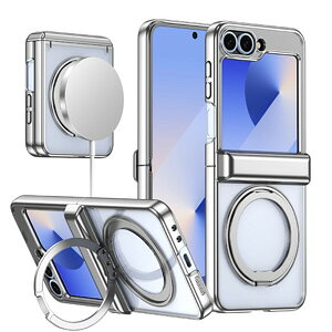 Samsung Galaxy Z Flip7 �M�����N�V�[ Z �t���b�v7 5G �P�[�X �ϏՌ� �J�o�[ �܂肽���݌^ �N���A�P�[�X �G�b�W�E���b�L �}�O�l�b�g�[�d ����ق��肩���� PC+�����K���X 360�x��] �X�^���h�@�\�t