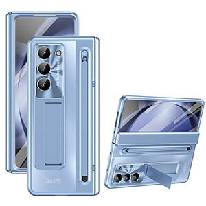 Samsung Galaxy Z Fold6 5G ギャラクシー Z フォールド6 ケース カバー 折りたたみ型Androidスマホアクセサリー PC プラスチック製 CASE 耐衝撃カバー 前面強化ガラス スタンド機能 軽量 持ちやすい 全面