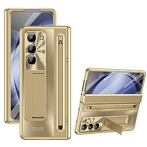 Samsung Galaxy Z Fold6 5G ギャラクシー Z フォールド6 ケース カバー 折りたたみ型Androidスマホアクセサリー PC プラスチック製 CASE 耐衝撃カバー 前面強化ガラス スタンド機能 軽量 持ちやすい 全面