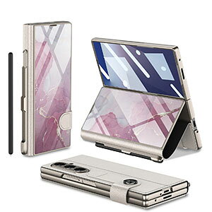 サムスン ギャラクシー Z フォールド7 5G Samsung Galaxy Z Fold7 5G ケース 手帳型 カバー ペンシル収納 PUレザー+PC+強化ガラス CASE 耐衝撃カバー スタンド機能 衝撃防止 カッコいい 汚れ防止 便利 実