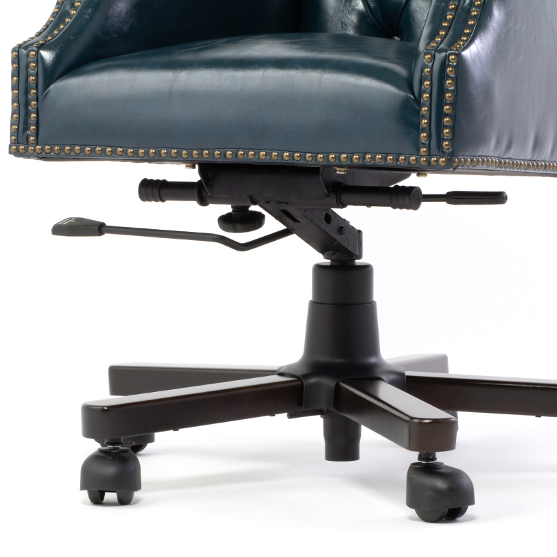 ヴィンセント チェア オフィスチェア アンティーク イス アームチェア デスクチェア 椅子 いす 回転いす 高さ調整 リクライニング機能付き 木製  ブルー 合皮 チェスターフィールド VINCENT 英国 イギリス おしゃれ 書斎家具 インテリア 9017-OF-5P58B | 