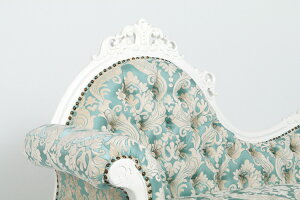 【ソファカウチソファアンティーク調】ベンチソファシューズ・ロング1.4M幅ホワイト白家具ダマスク柄1048-18F66B