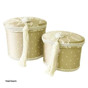 アメリカ 発の ヨーロピアン ゴージャス エレガント Jennifer taylor ジェニファーテイラー リボン が キュート ラウンドオーバル ボックス 姫系 プリンセス インテリア 円柱 小物入れ アクセサ