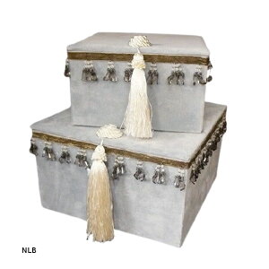 アメリカ 発の ヨーロピアン ゴージャス エレガント Jennifer taylor ジェニファーテイラー 2個 収納 ビーズ フリンジボックスセット ベルベット おしゃれ オシャレ 可愛い かわいい 雑貨 ふた付