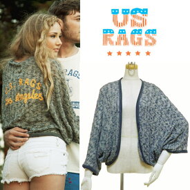 LAブランドUS RAGSユーエスラグスvintage lace cardiganヴィンテージレースカーディガン　ドルマンスリーブ　ブルー　青　レディース　春　夏　秋　無地　七分袖　カリフォルニア　おしゃれ　かわいい　かっこいい