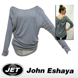 LAセレブ愛用ブランドJetジェットローズバックカットソー　John eshaya　グレー　ロンt　ロングスリーブTシャツ　長袖Tシャツ　レディース　春　秋　冬　インポート　fred segalフレッドシーガル　SS　S　M　無地　ストリート
