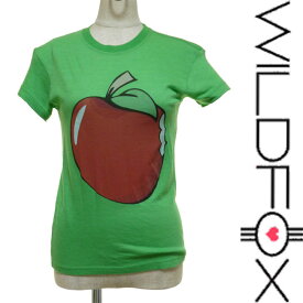 LAセレブ愛用ブランド　Wild foxワイルドフォックス70'sな気分♪アップルTシャツ　ショート　インポート　ミニTシャツ　グリーン　緑　レトロ　kitson　キットソン　カリフォルニア　ストリートピタT　レディース　春　夏　秋　冬　クルーネック　おしゃれ　かわいい