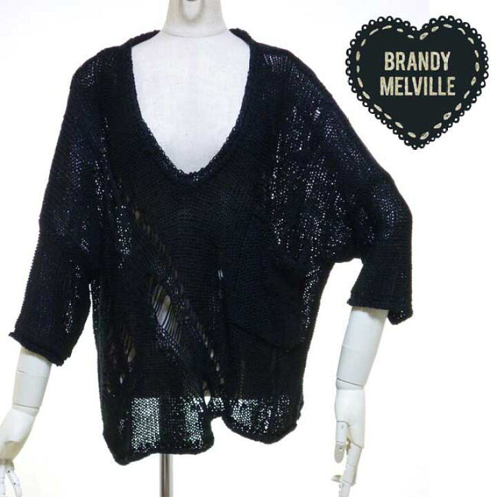 楽天市場 イタリア発セレブ愛用カジュアルブランドbrandy Melville ブランディー メルビルざっくりオープンポケットゆるニット 透けトップス インポート セーター 黒 ブラック レディース 春 秋 冬無地 七分袖 Vネック おしゃれ かわいい かっこいい ｖｉｖｉｄ