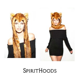 セレブ愛用ブランドSpirit hoods スピリットフーズFoxフォックス　FULL　インポート　キツネ　アニマルフード付きマフラー　秋冬　仮装　ハロウィン