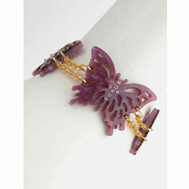 アメリカからBijoux luckキラキラバタフライブレスレット　インポート　蝶　樹脂　ラインストーン　パープル　紫　purple　butterfly　bracelet