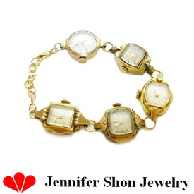 LAセレブ愛用 Jennifer Shon Jewelryヴィンテージウォッチブレスレット　インポート　カリフォルニア　アンティーク　レディース　antique　watch　bracelet　gold　ゴールド