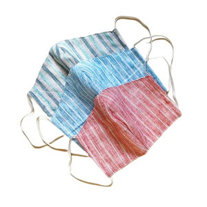 南国テイスト pukana プカナ リネン マスク ストライプ 洗える レディース かわいい おしゃれ 8487508 麻 レッド ブルー グリーン