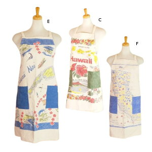 Jittaジッタヴィンテージのテーブルクロスを再現!地図柄キャンバスエプロン カジュアル おしゃれ かわいい リゾート ハワイ レッド ハワイアンテイスト 6037501 キャンプ バーベキュー