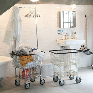 H20-0139IV LAUNDRY CART WITH POLE RACK IVORY �����h���[ �J�[�g �E�B�Y �|�[�� ���b�N ���[ ���� �L���X�^�[ ���� �������Ⴂ�� DULTON �_���g��
