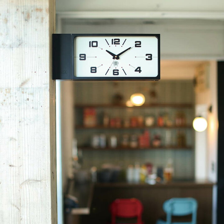 楽天市場】H21-0362 送料無料 DOUBLE FACE CLOCK RECTANGLE ダブル 