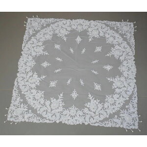 フレンチレース テーブルクロス 85×85cm 刺繍 チュールレース クラシック おしゃれ かわいい ロココ アンティーク調 ヴィクトリアン