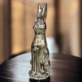 【5％OFFクーポン｜9日20時〜16日1時59分までの期間限定】オブジェ ラビット 高さ45cm シルバー ウサギ うさぎ 兎リアル 置物 北欧 動物 アニマル シャビーシック 雑貨 風水 開運 ヨーロピアン アンティーク雑貨 英国雑貨