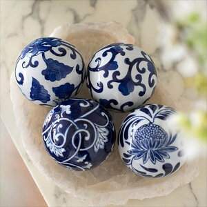 シノワズリ クラシックモダン 陶磁器ボール 4個セット ディスプレイ 雑貨 置き物