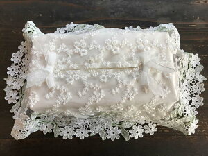 ティッシュボックスカバー crystal marguerite ホワイト ティッシュケース ティッシュカバー 布 ギュピールレース 花柄