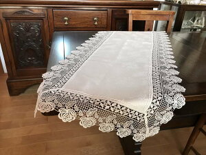 white rose テーブルセンター 40x125cm おしゃれ かわいい ギフト プレゼント
