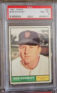 1961�N TOPPS #31 �{�u�E�V���~�b�g PSA 8 NM-MT �T���t�����V�X�R�E�W���C�A���c