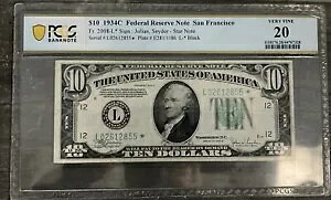 1934C $10 2008-L* PCGS ���� VF 20 ���� FRN L* �T���t�����V�X�R �X�^�[ FRN