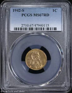 1942-S 1c �����J�[�� �E�B�[�g �Z���g PCGS MS 67 RD |������ UNC BU