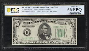 FR�B 1959-B 1934-C $5 FRN �j���[���[�N�A�j���[���[�N�B PCGS ������Ζ�����-66PPQ (D)